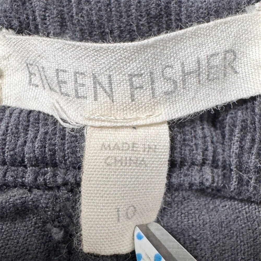 Eileen Fisher Pants Womens Size 10 Charcoal Gray Corduroy Straight Leg